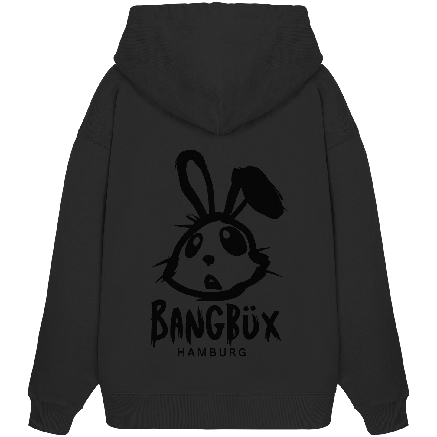Organic Oversize Hoodie "bunny black" (print)
