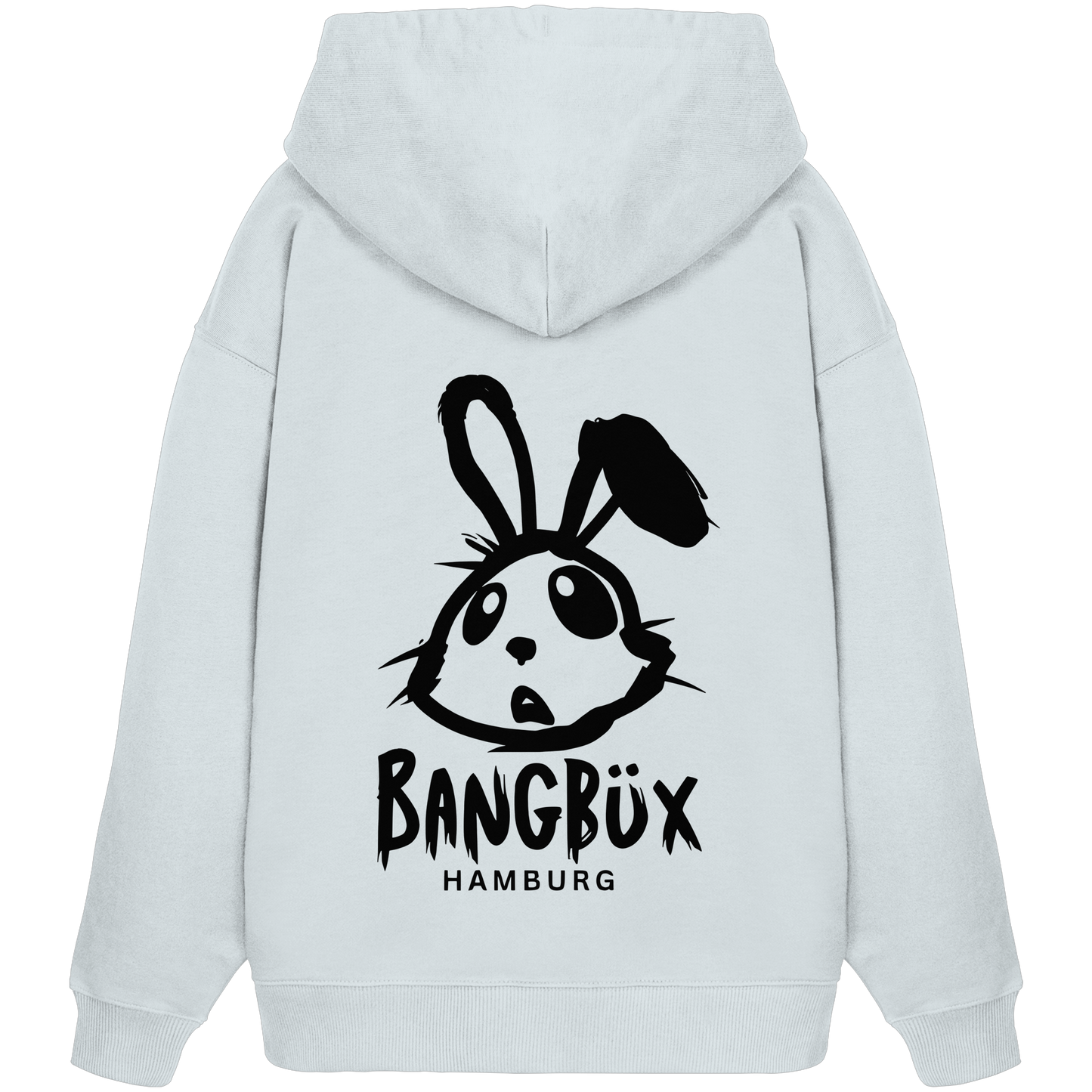 Organic Oversize Hoodie "bunny black" (print)