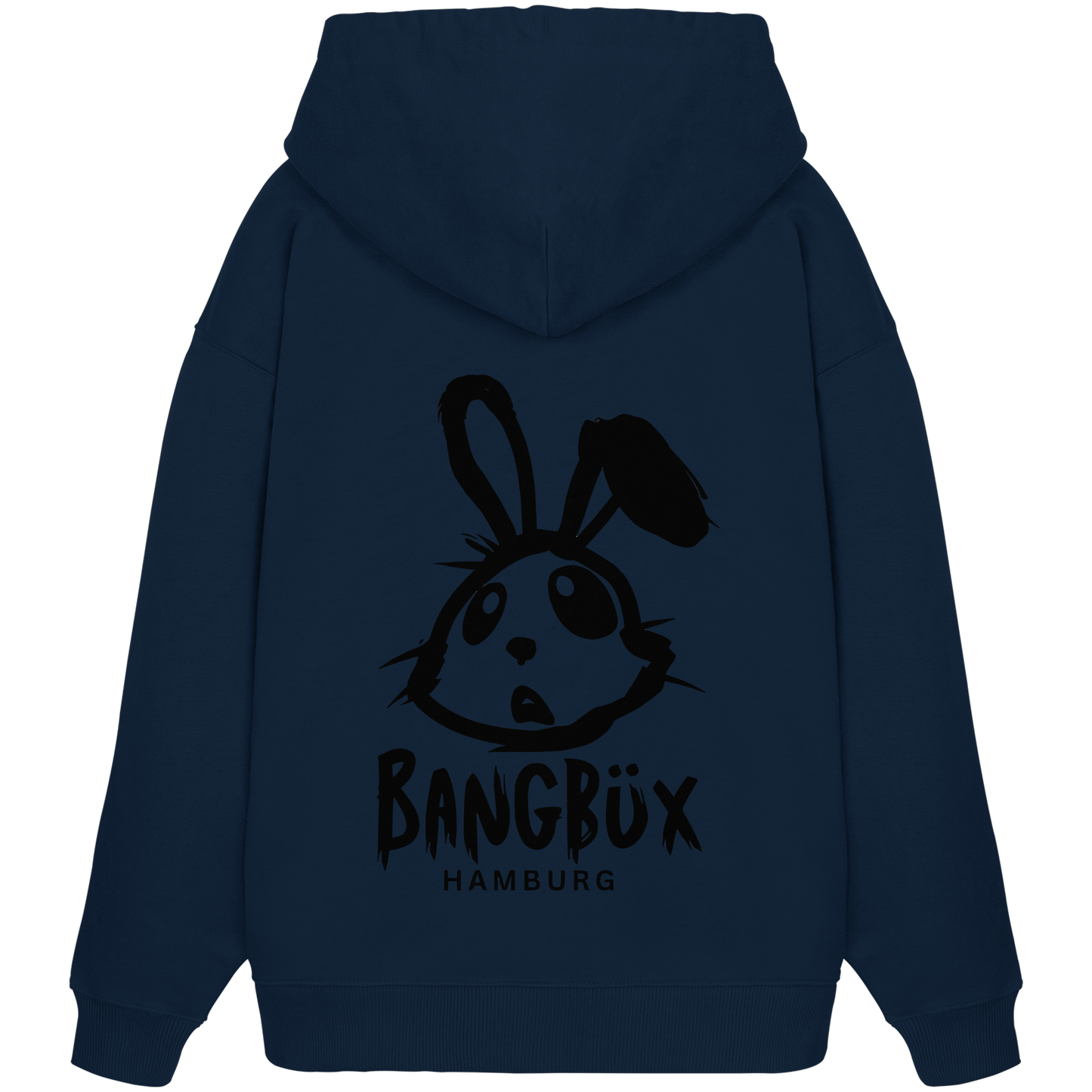 Organic Oversize Hoodie "bunny black" (print)