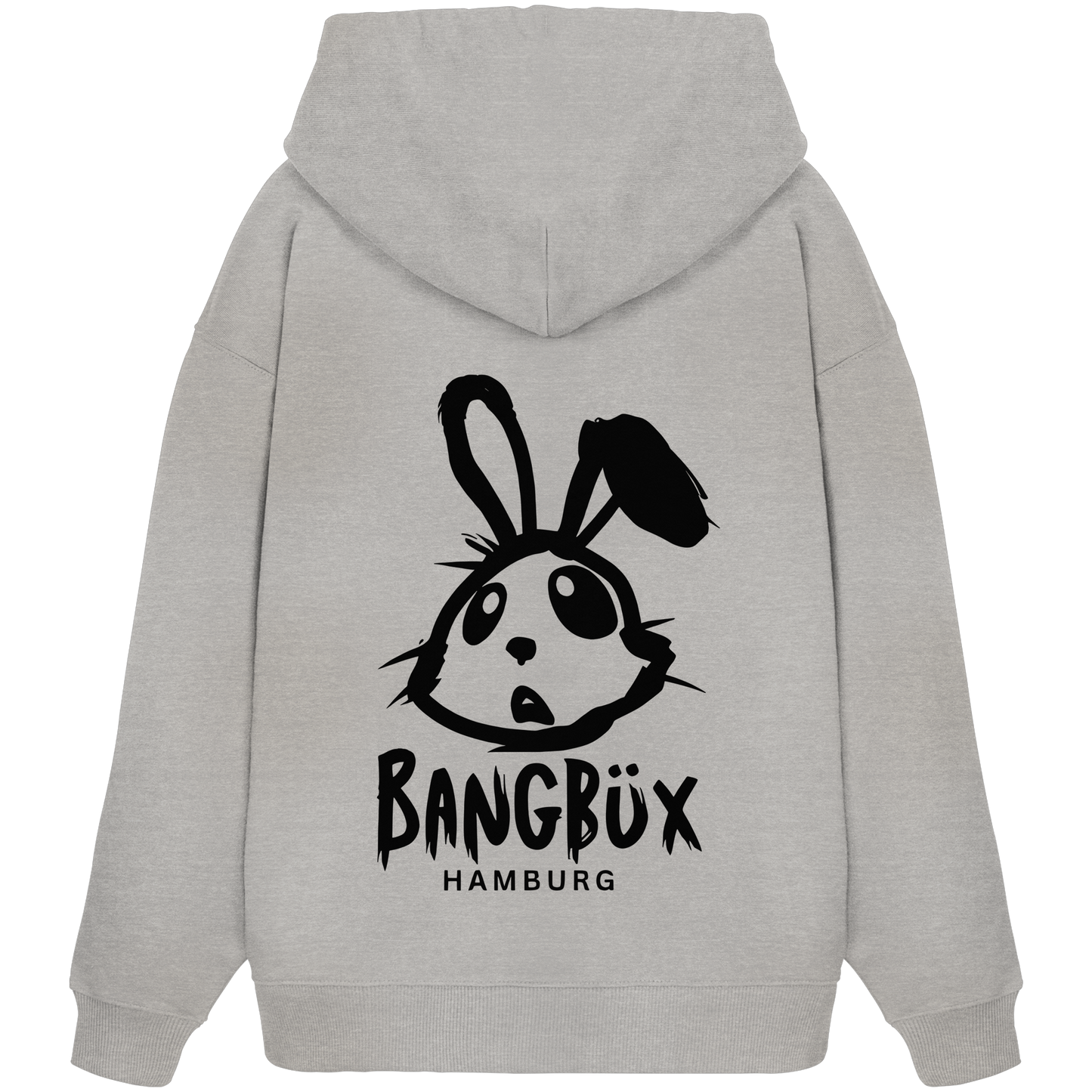 Organic Oversize Hoodie "bunny black" (print)