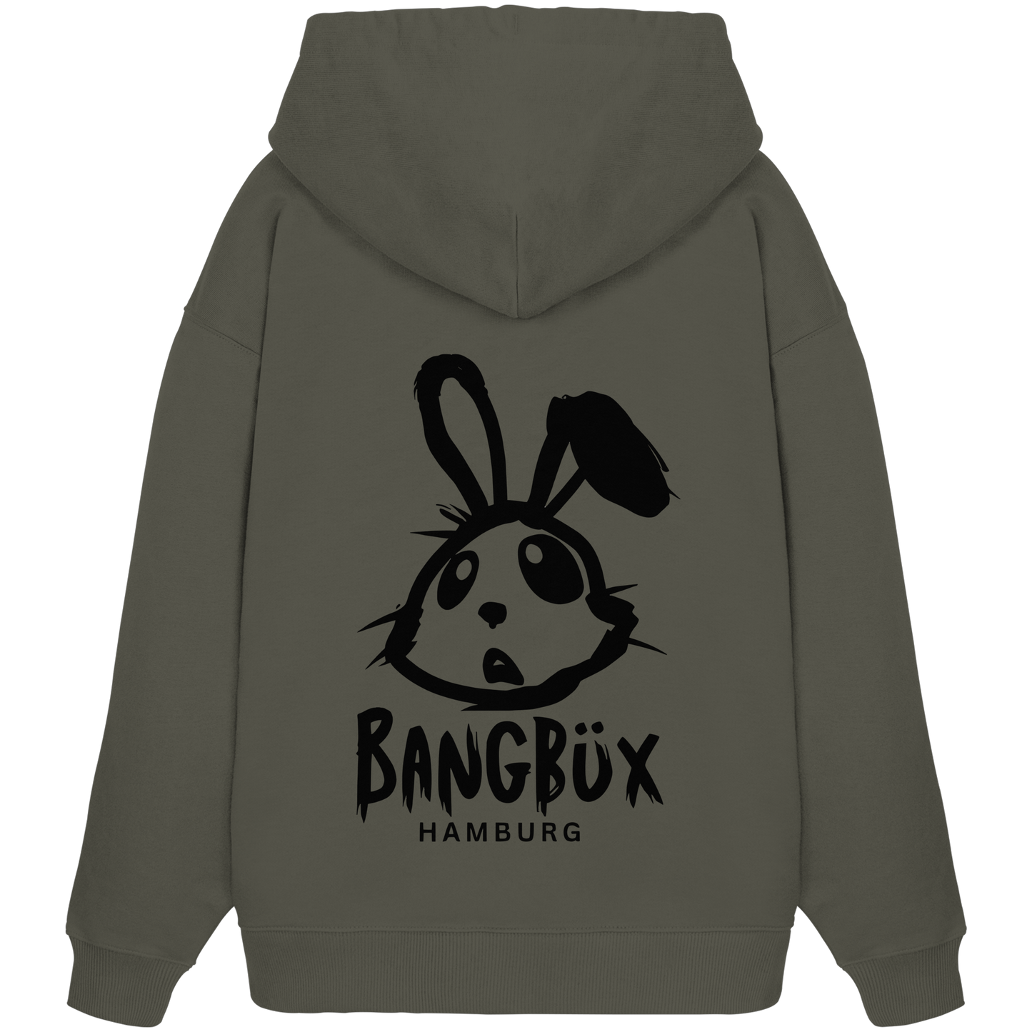 Organic Oversize Hoodie "bunny black" (print)