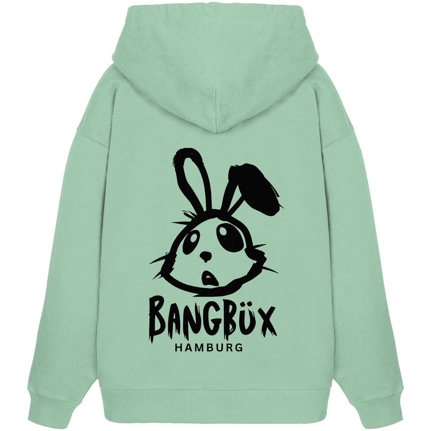 Organic Oversize Hoodie "bunny black" (print)