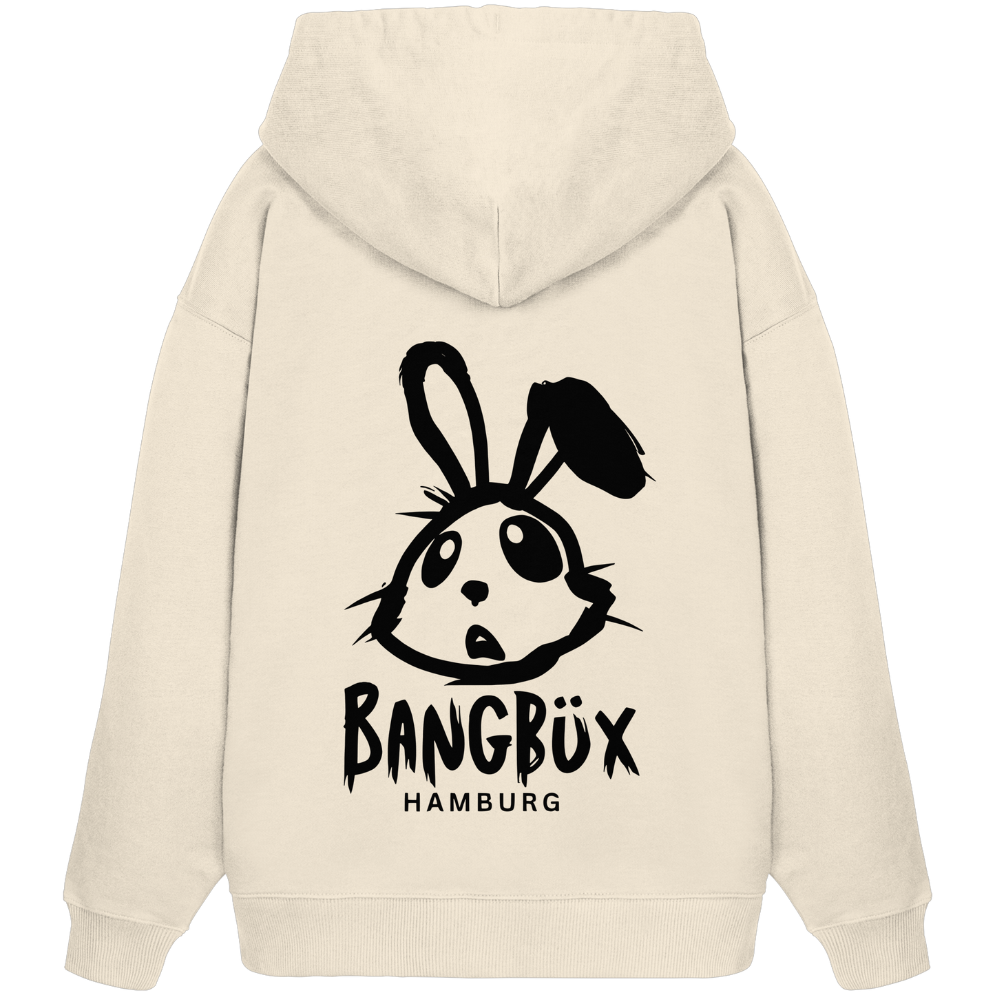 Organic Oversize Hoodie "bunny black" (print)