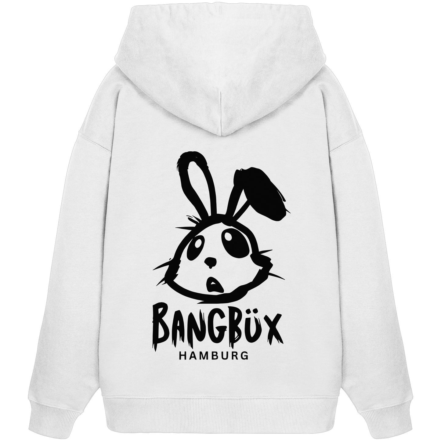 Organic Oversize Hoodie "bunny black" (print)