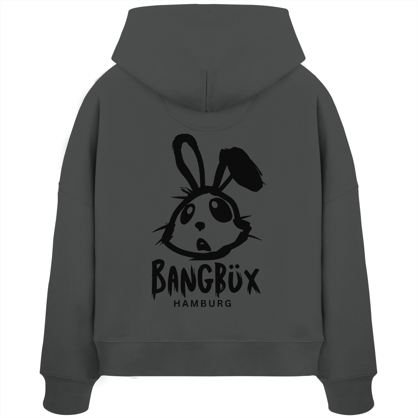 Womens Organic Boxcut Hoodie "bunny black" (print)