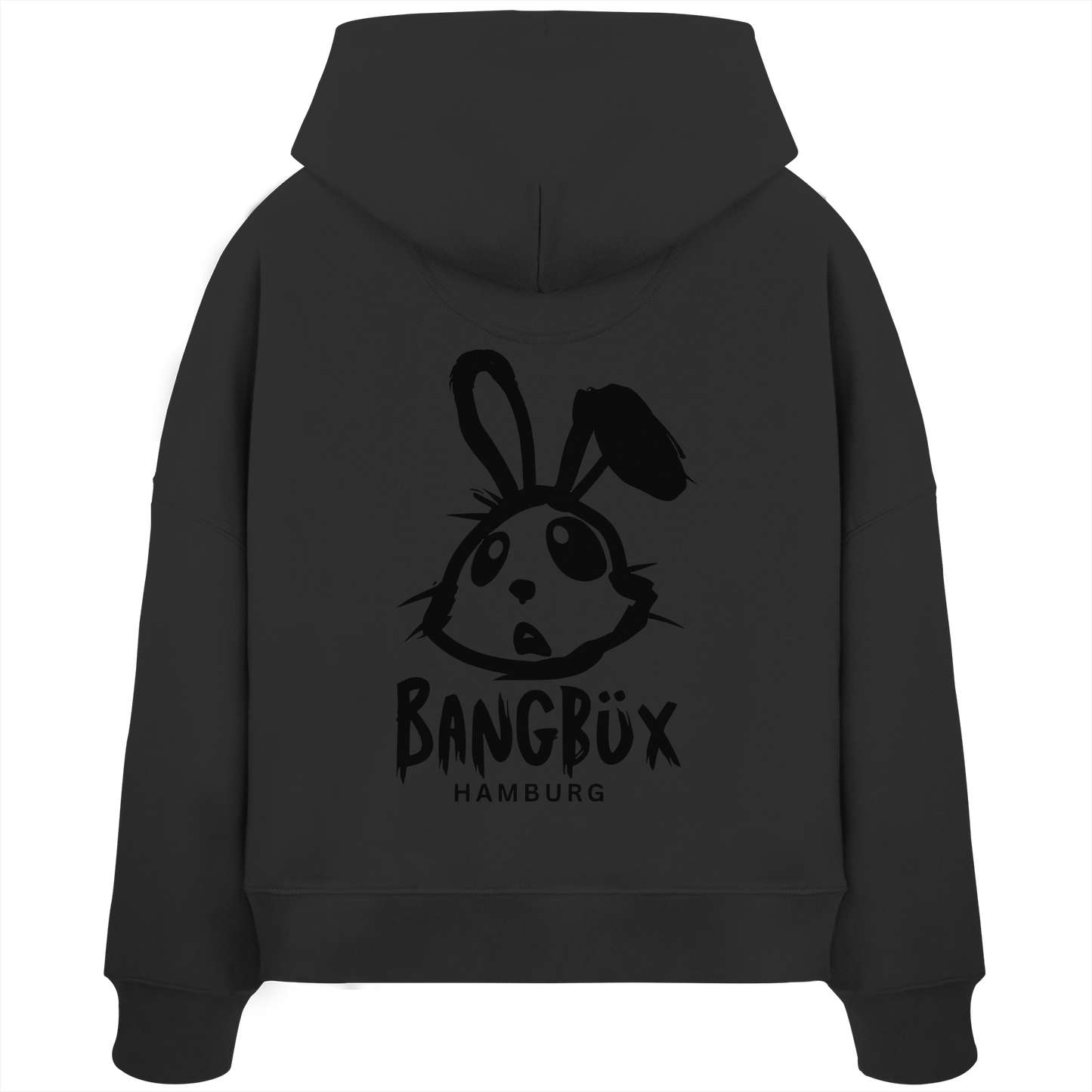 Womens Organic Boxcut Hoodie "bunny black" (print)