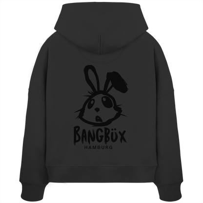 Womens Organic Boxcut Hoodie "bunny black" (print)