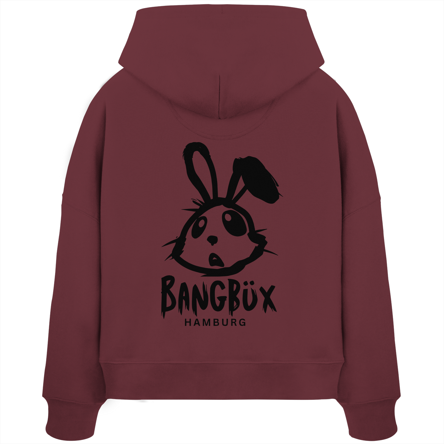 Womens Organic Boxcut Hoodie "bunny black" (print)