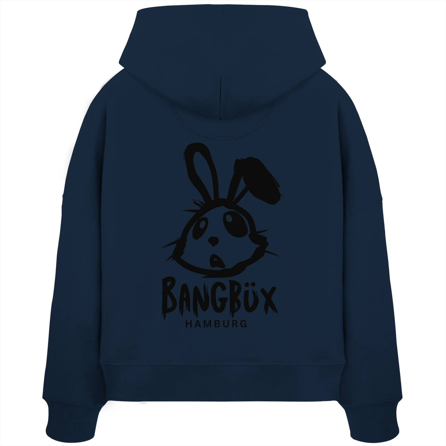 Womens Organic Boxcut Hoodie "bunny black" (print)