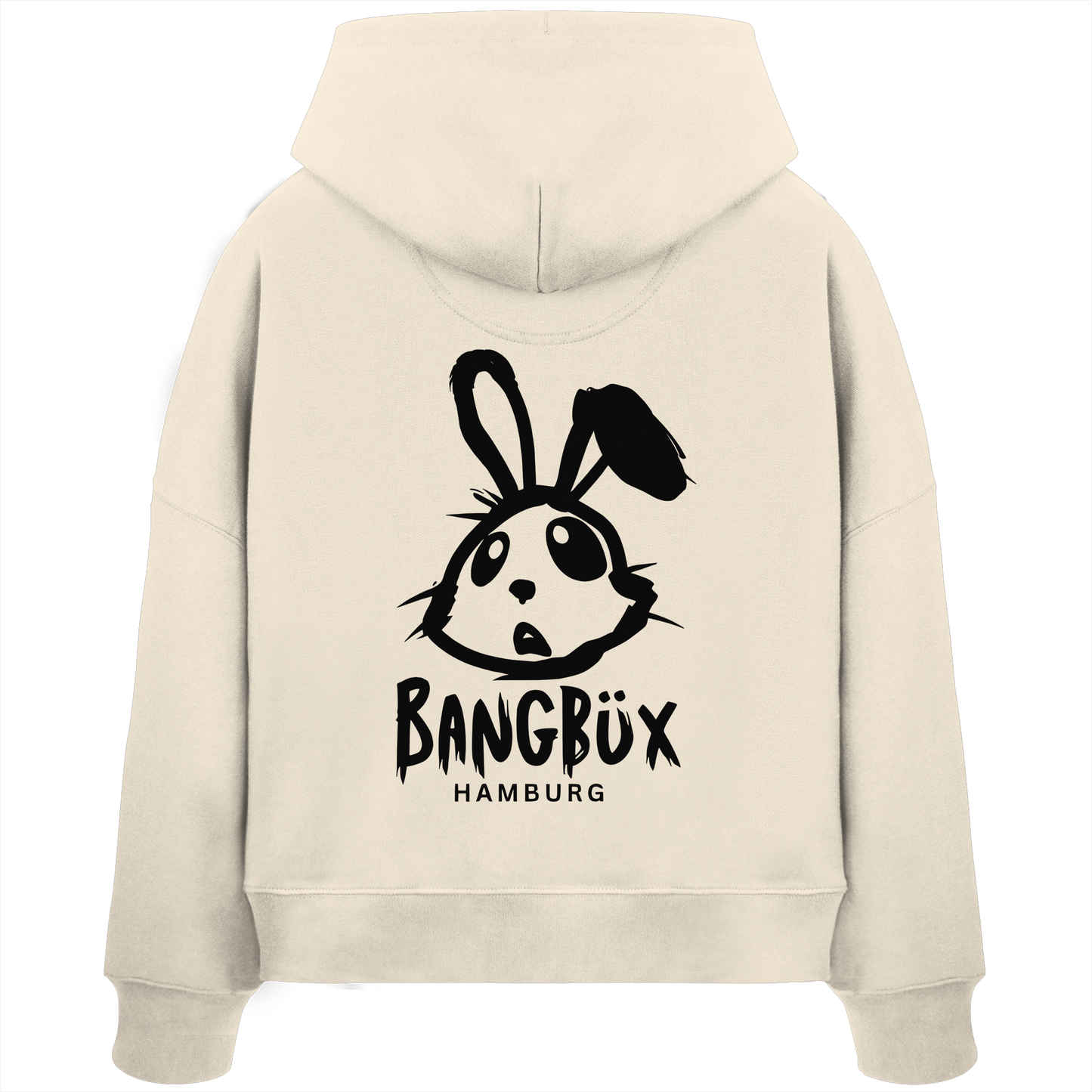 Womens Organic Boxcut Hoodie "bunny black" (print)