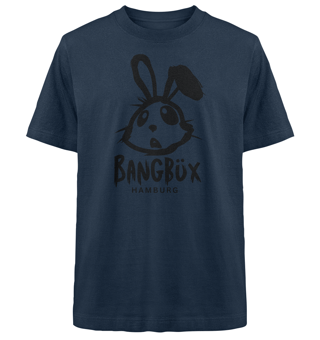 Heavy Oversized Organic Shirt "bunny black" (print)