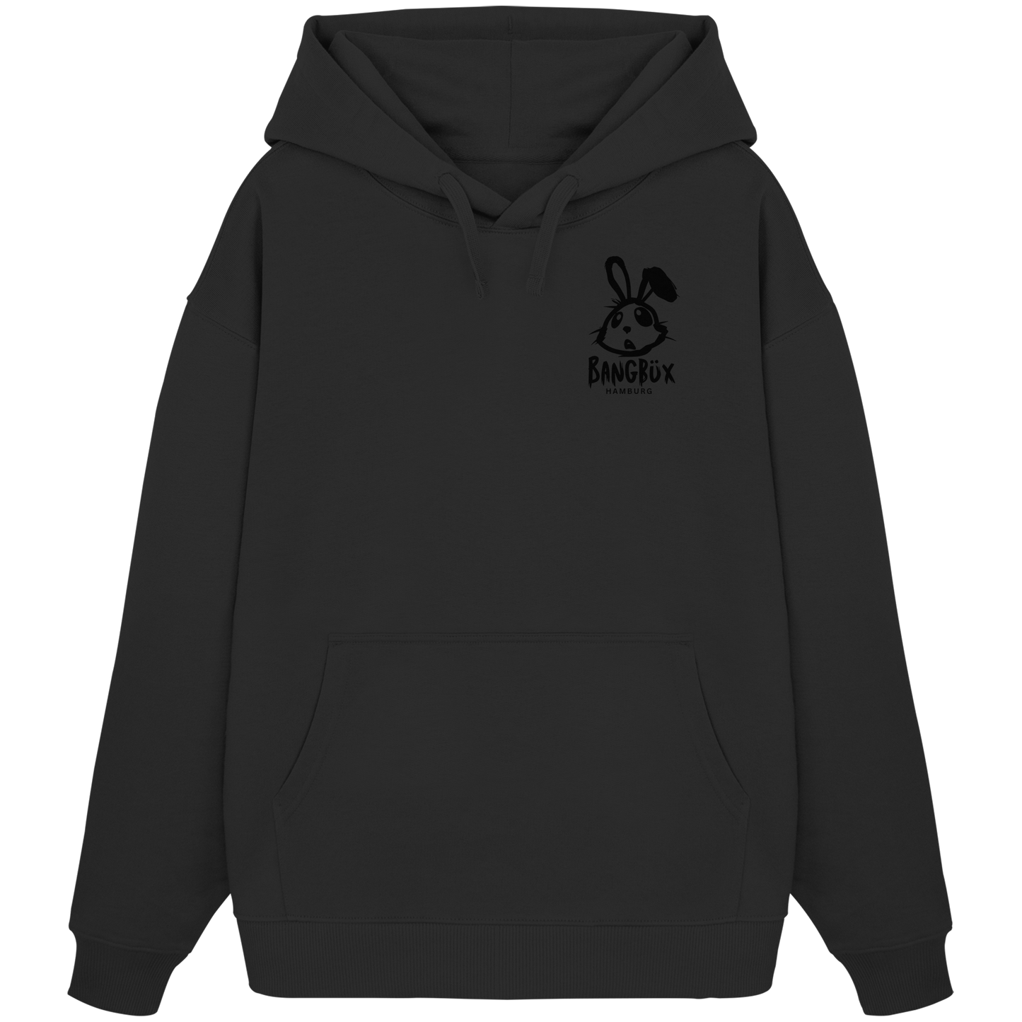 Organic Oversize Hoodie "bunny black" (print)