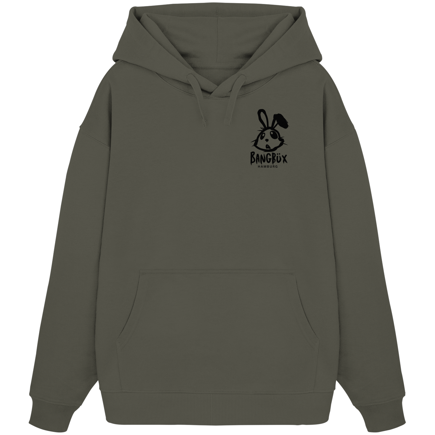 Organic Oversize Hoodie "bunny black" (print)