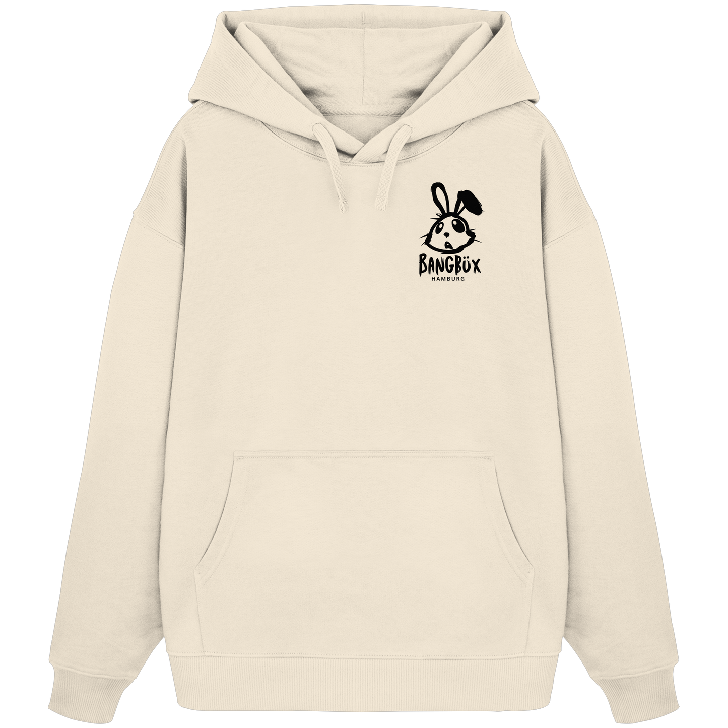 Organic Oversize Hoodie "bunny black" (print)