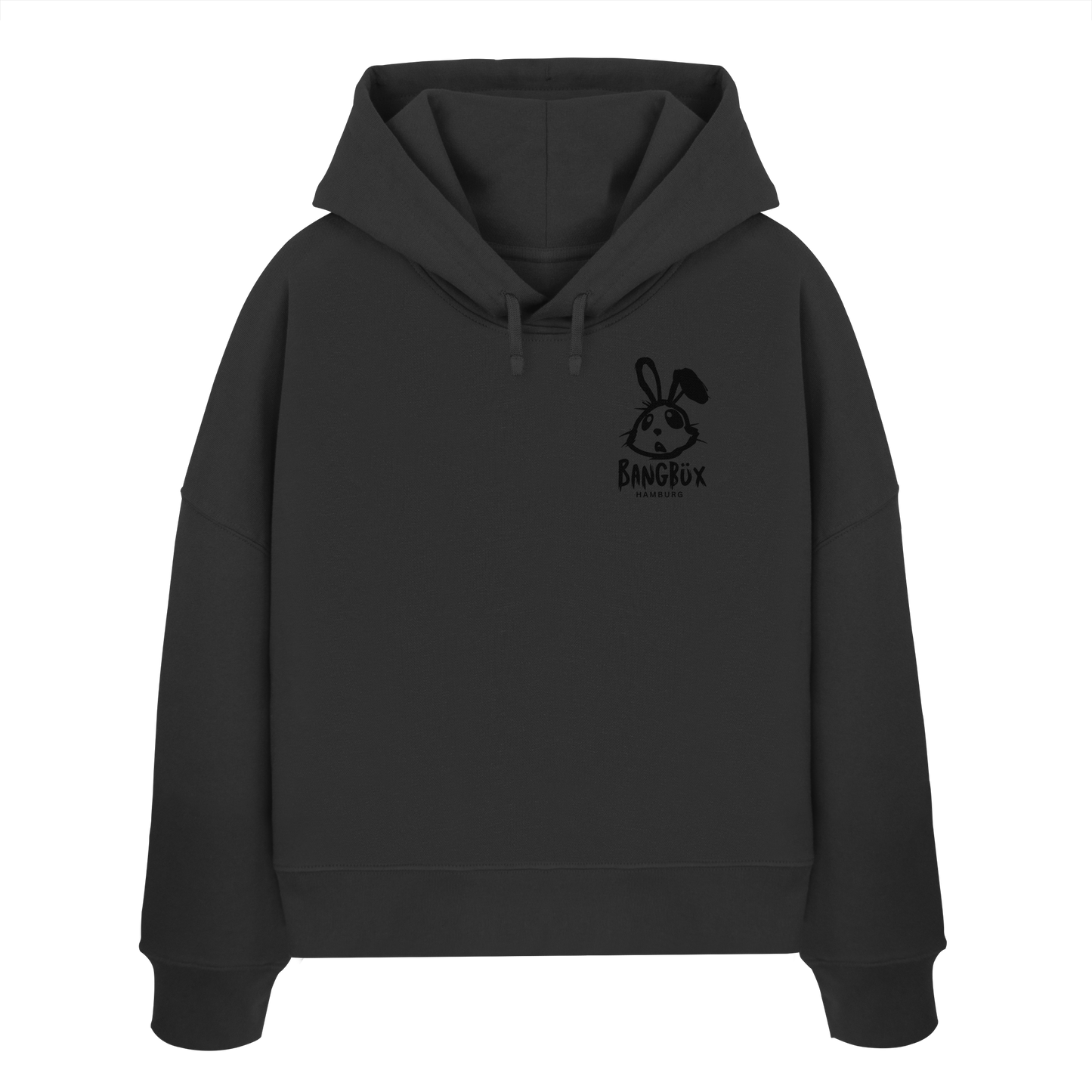 Womens Organic Boxcut Hoodie "bunny black" (print)