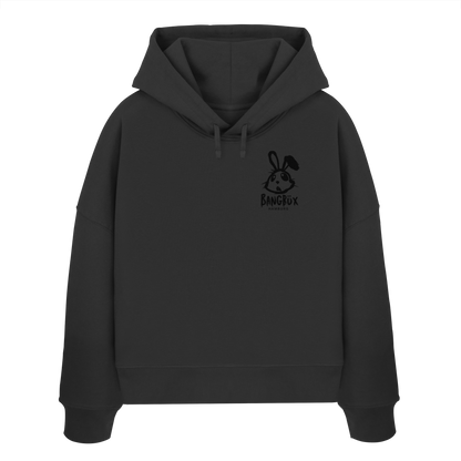 Womens Organic Boxcut Hoodie "bunny black" (print)