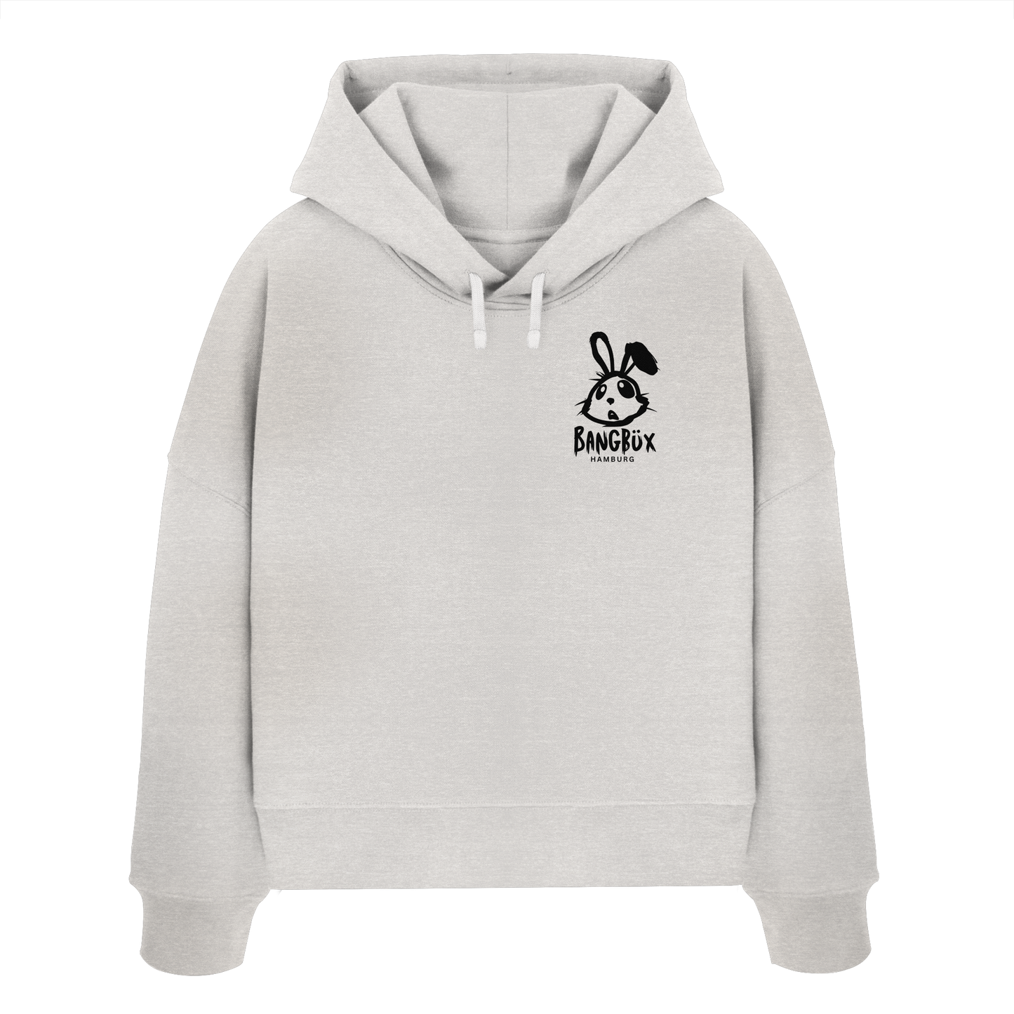 Womens Organic Boxcut Hoodie "bunny black" (print)