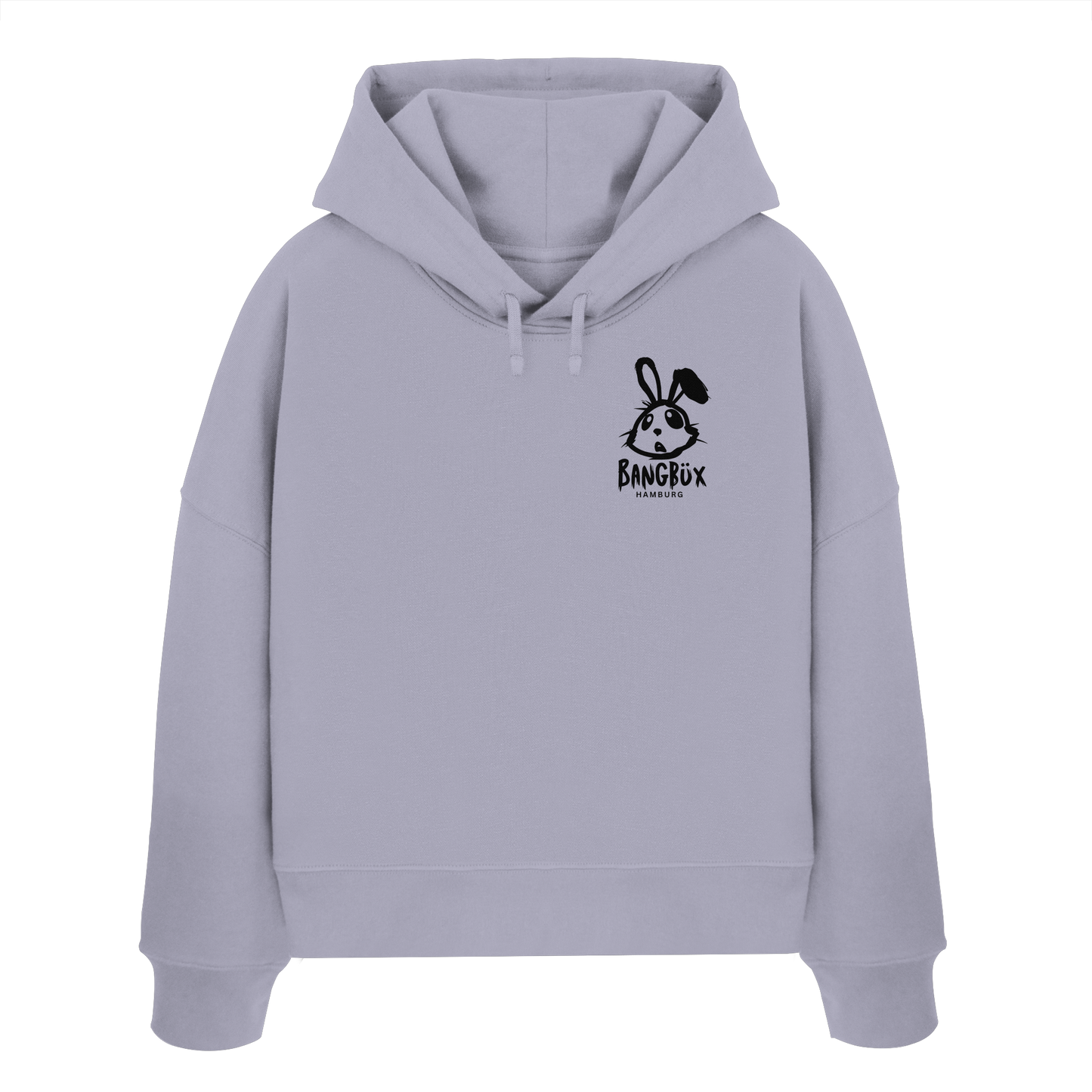 Womens Organic Boxcut Hoodie "bunny black" (print)