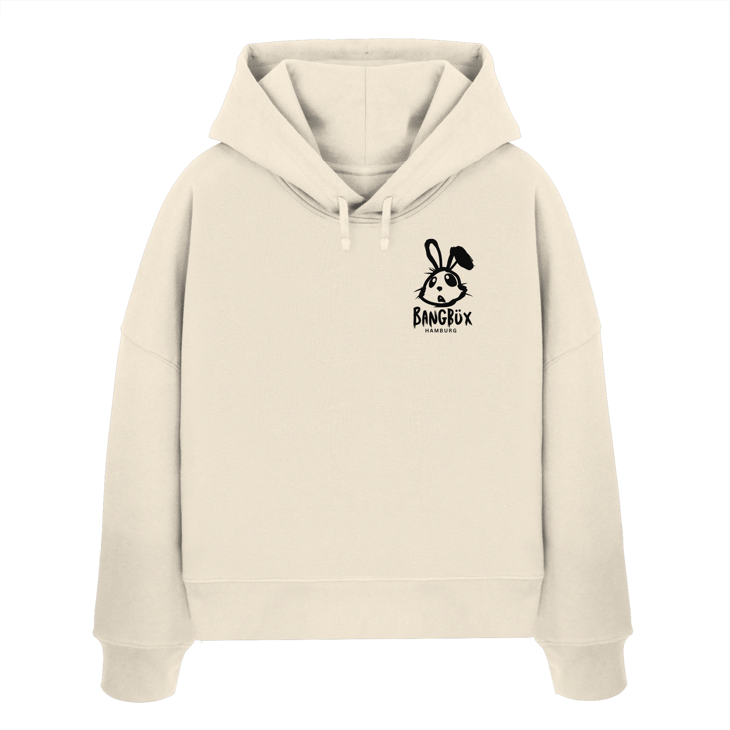 Womens Organic Boxcut Hoodie "bunny black" (print)