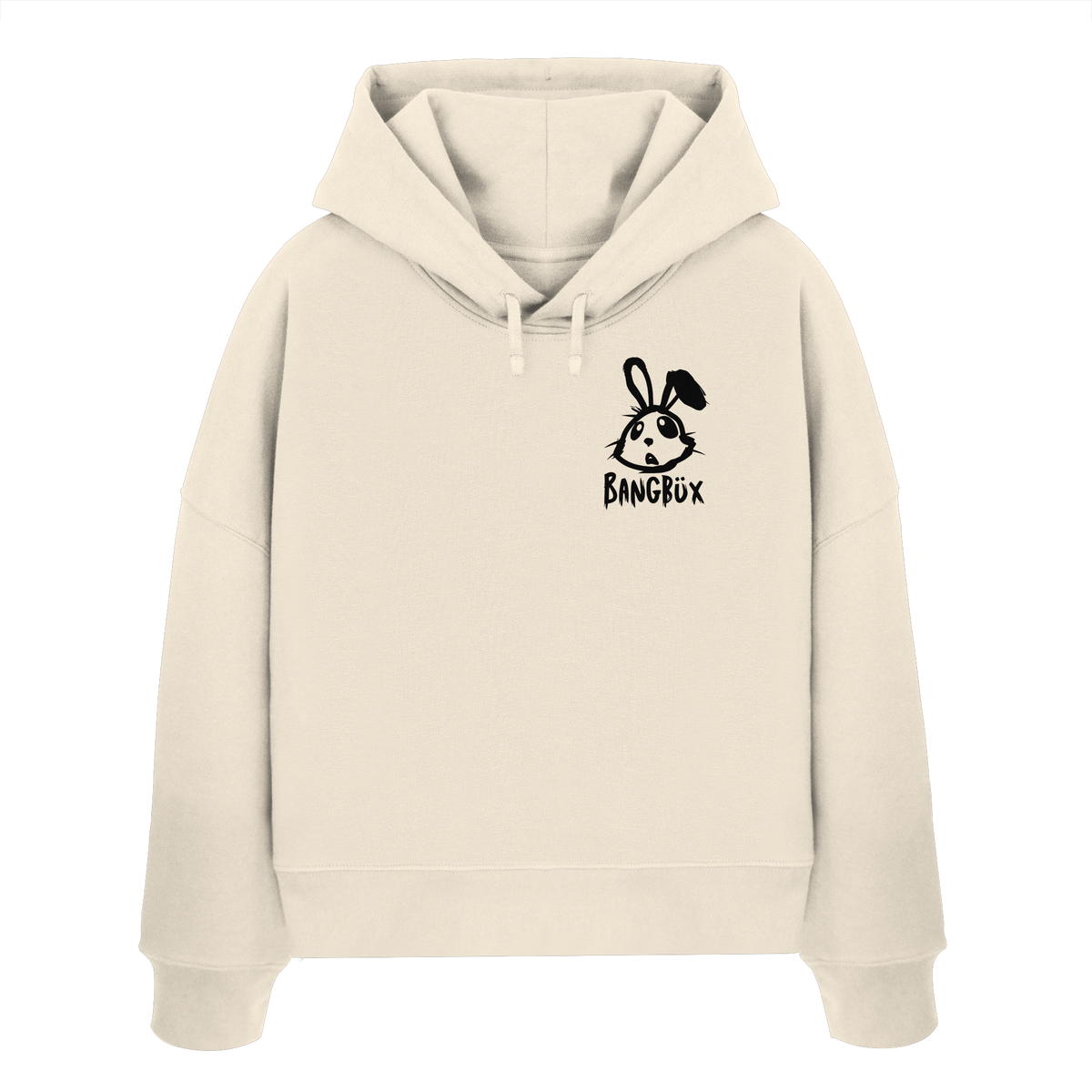 BANGBÜX Streetwear "bunny black" - Womens Organic Boxcut Hoodie by BANGBÜX